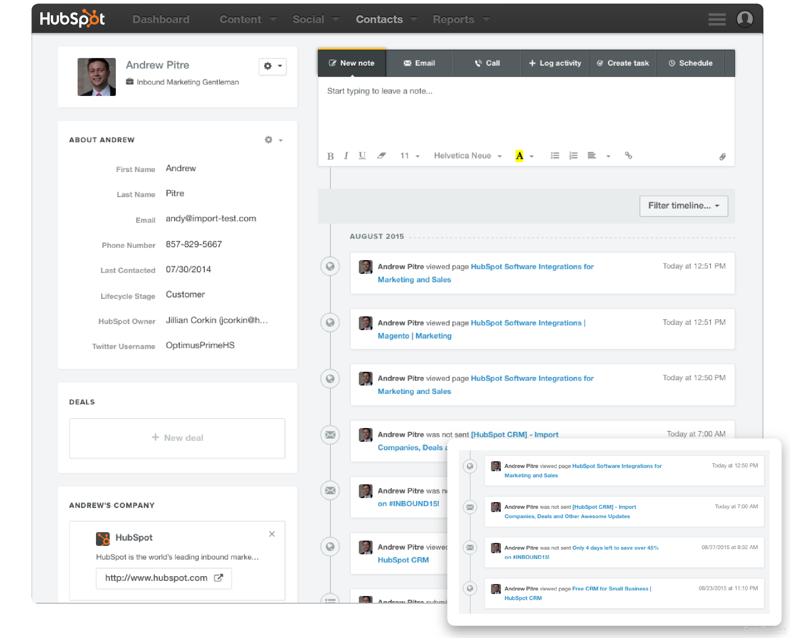 Hubspot client profile