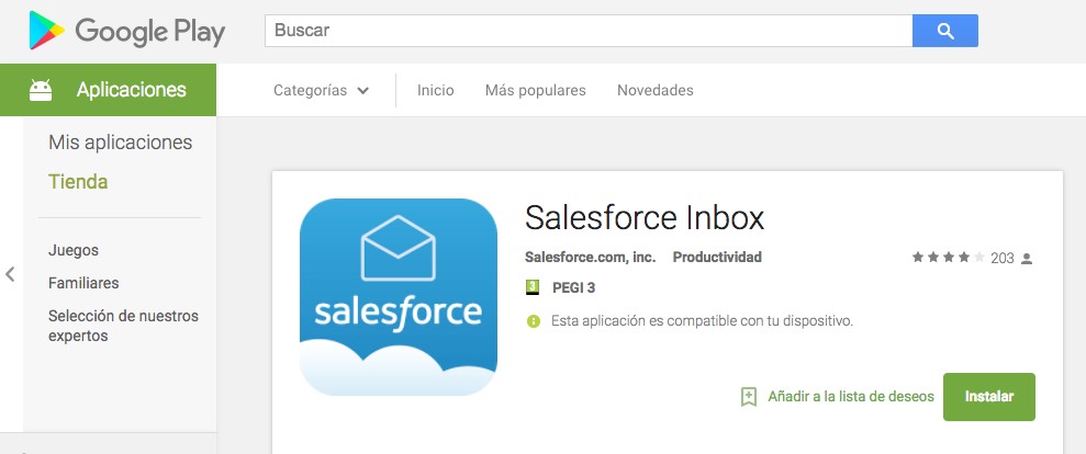 Salesforce Inbox GooglePlay app