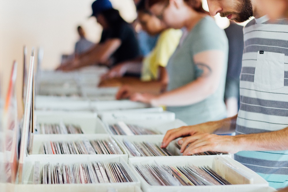 shopping at a record store