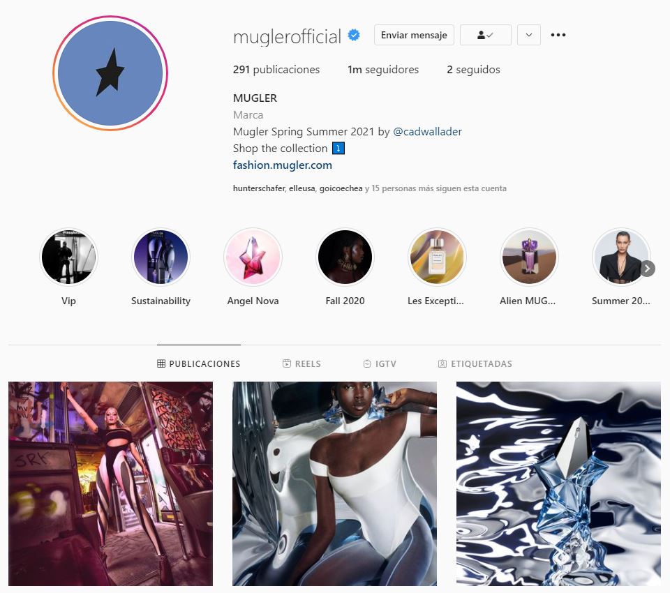 Mugler Instagram: Fashion marketing