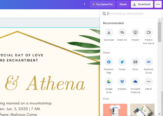 Come condividere il tuo progetto in Canva