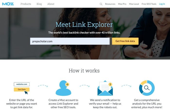 Moz landing page